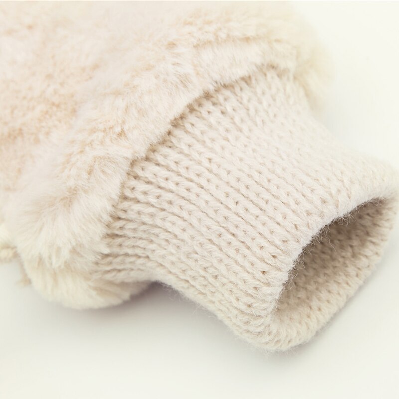 Solide vinterhandsker kvinder varm dehair angora inde i koral fleece tykke vanter til kvinder kvindelige hængende reb gants femme