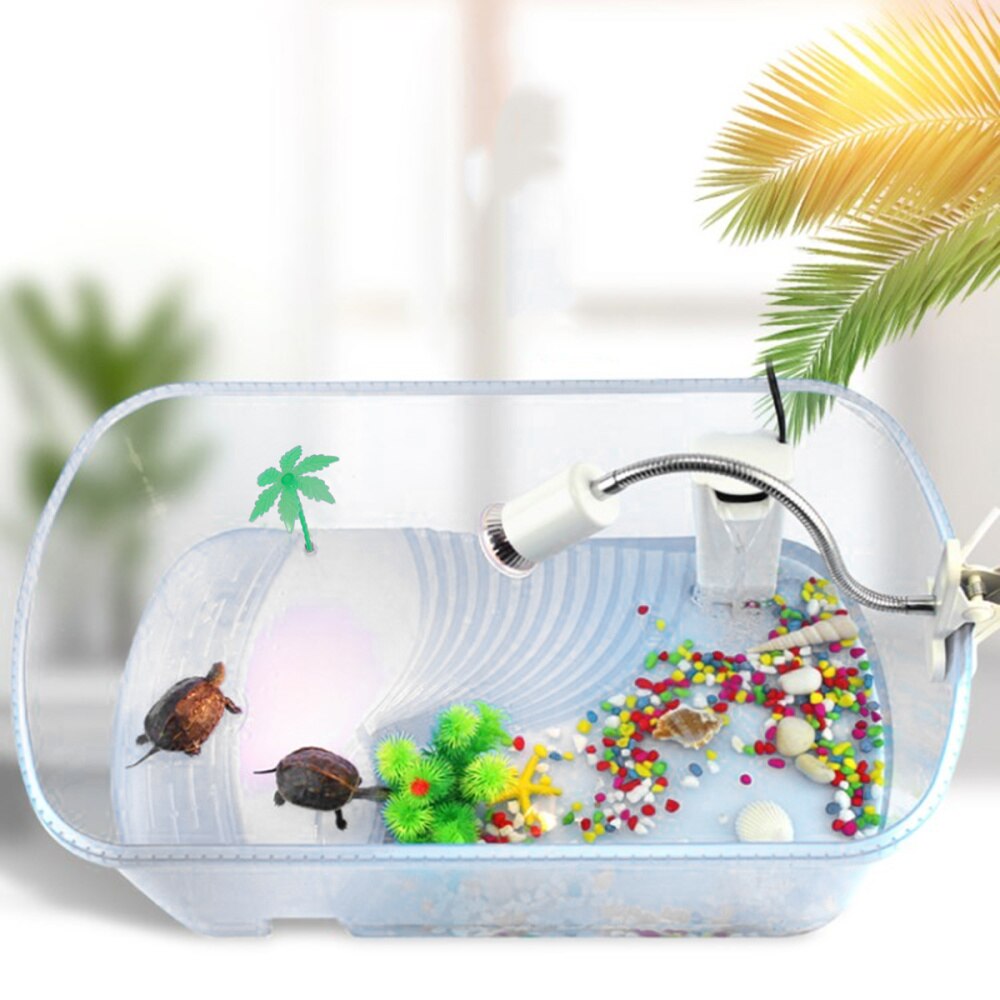 Reptiles Amphibians Habitat Terrarium Vivarium Tank Breeding Box with Plastic Coconut Tree for Terrapin Tortoise Turtle Lizard