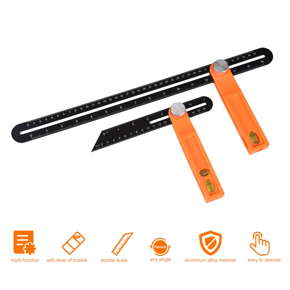 T-Bevel Square Angle Protractor Level Work Tool Steel Multi-angle Inch Multipurpose Carpenter Measuring