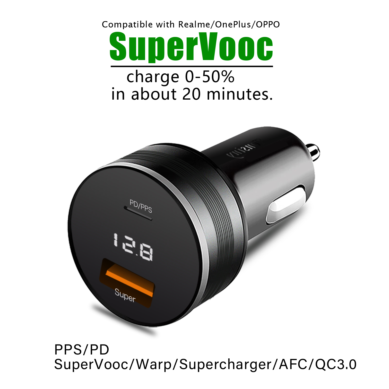 Supervooc Car Charger for Realme 11/10/9 Pro/C55/C35,Warp car adapter for OnePlus 11,Cigarette Lighter charger for OPPO Find X5: CH