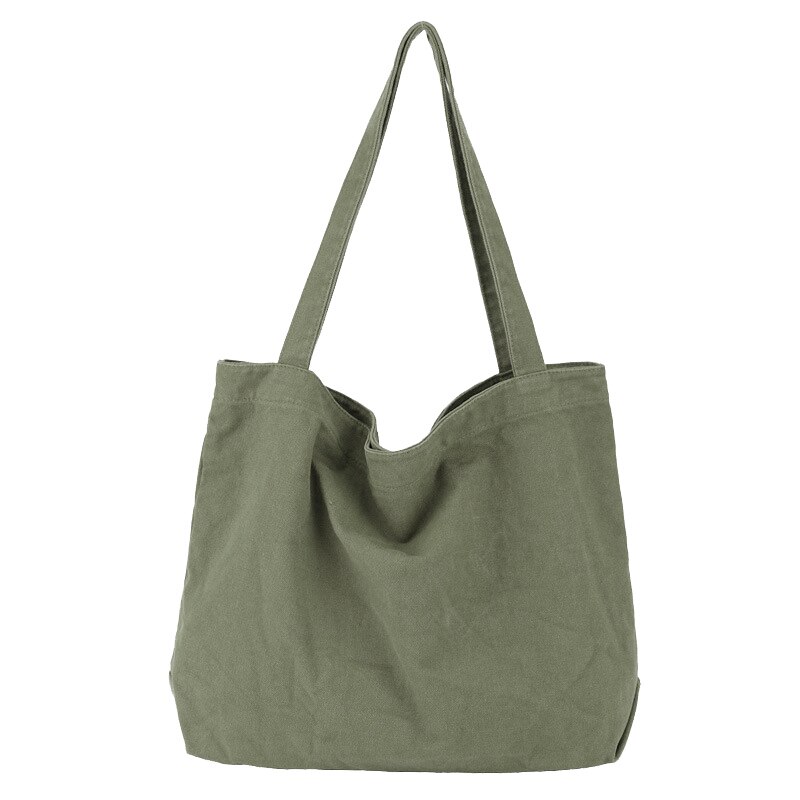 Canvas Handbag Simple Men's Large-Capacity Cotton Tote Bag Women's Reusable Shopping Bag (Green): Default Title