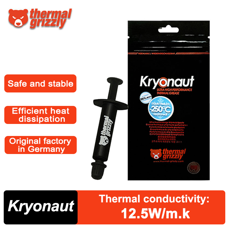 Termisk grizzly kryonaut cpu termisk pasta laptop grafikkort sammensatt kjøling silikonfett 1g/5.5g/11.1g/37g