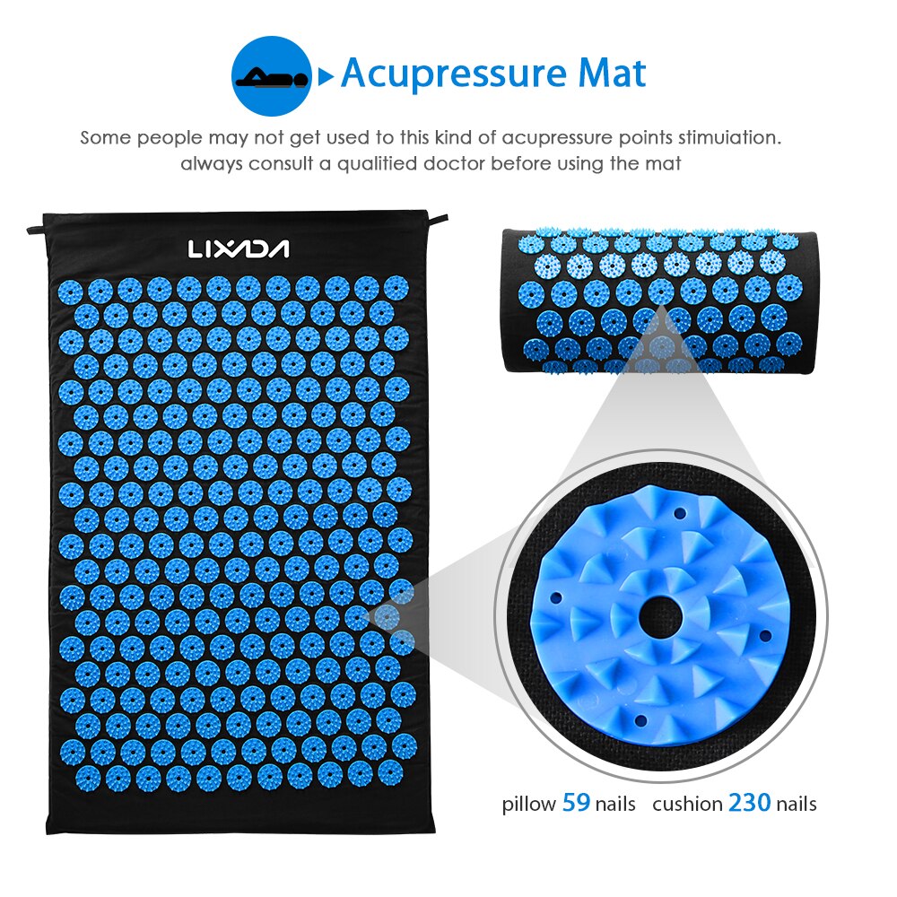 Lixada Acupressure Mat and Pillow Set with 2pcs Spiky Massage Balls for Back/Neck/Feet Pain Relief and Muscle Relaxation