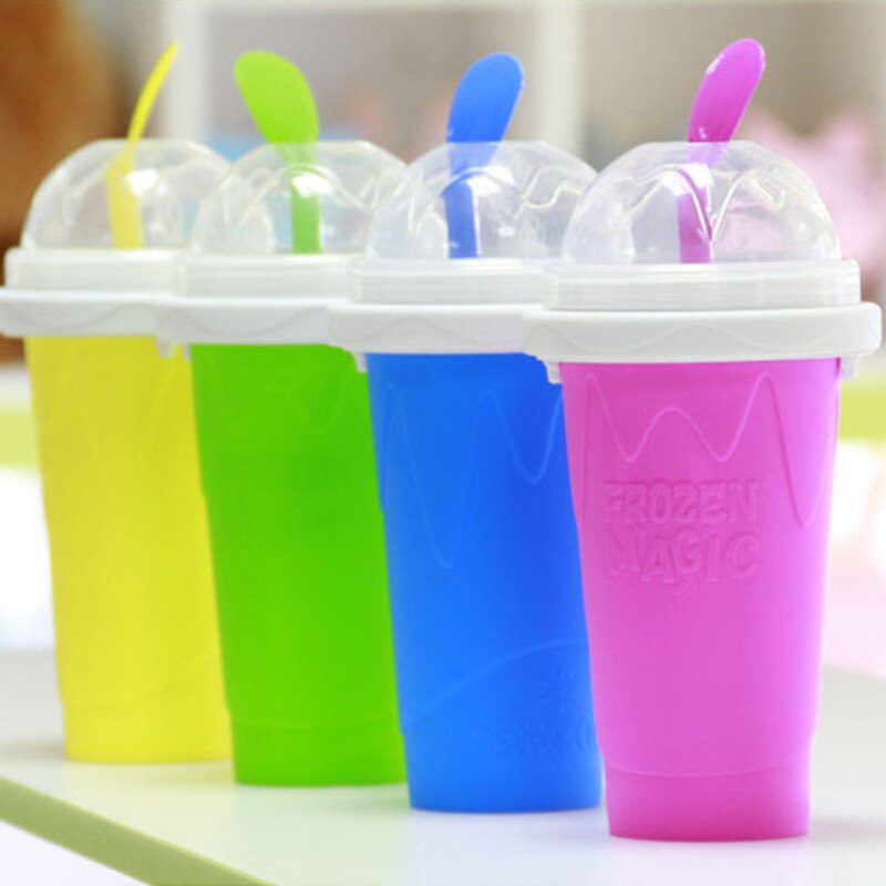 Quick-Frozen Smoothies Ice Cream Maker Cup DIY Squeeze Slushy Fruit Juice Milkshake Fast Cooling Silicone Bottle with Straw