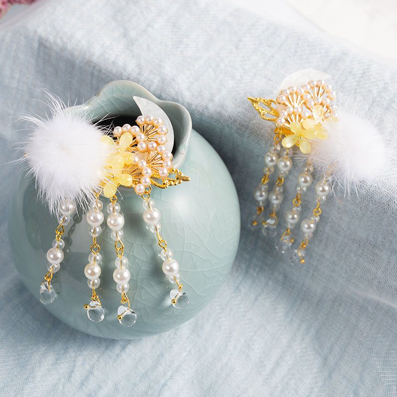 Niedliche haaraccessoires für mädchen, vintage-pompon-hanfu-haarnadel