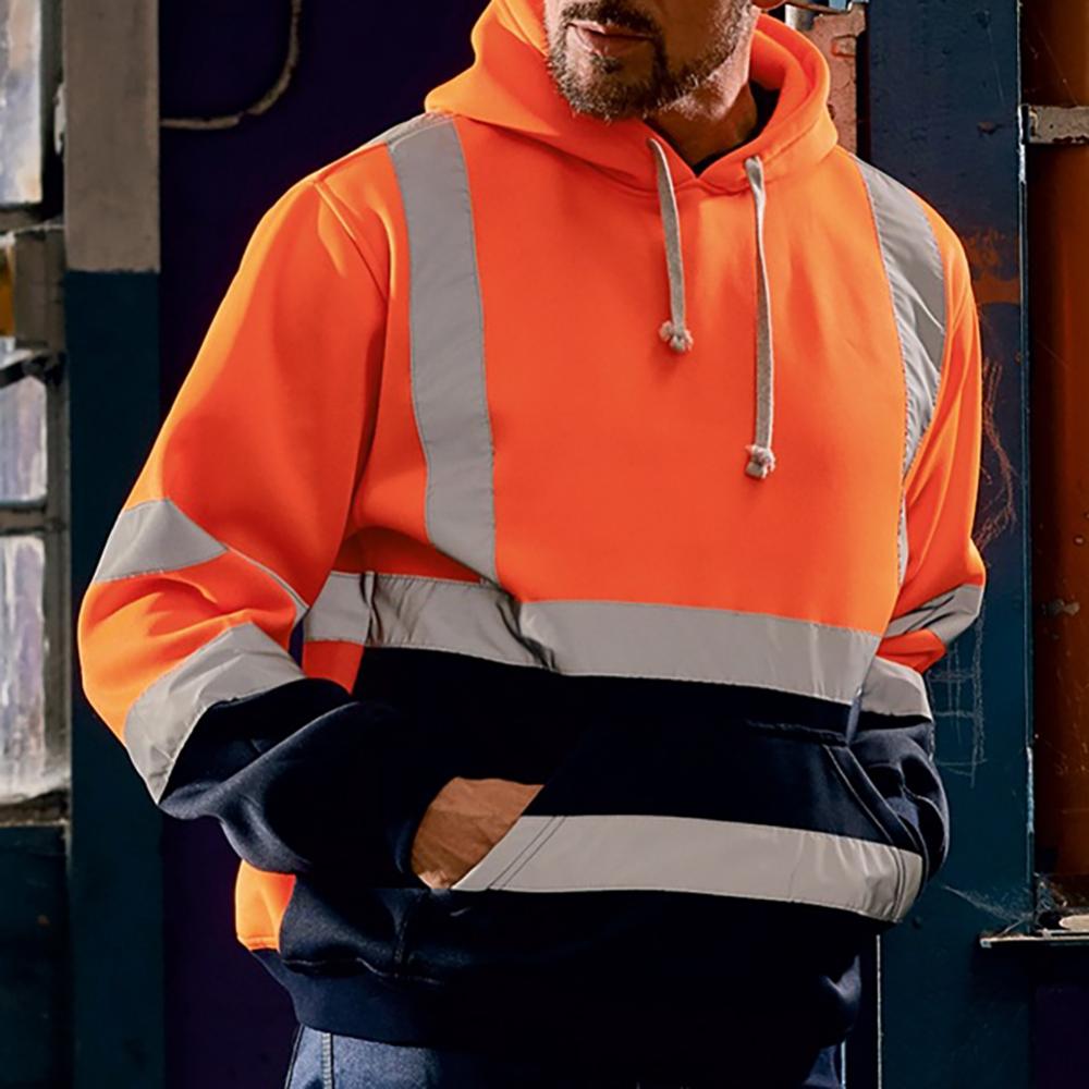 Sudadera de manga larga con capucha para hombre, abrigo reflectante de alta visibilidad