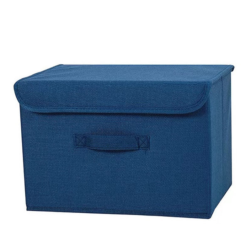 Opvouwbare Katoenen Linnen Stof Opbergdoos Grote Capaciteit Kleding Opbergmand Speelgoed Organisator Met Deksel Voor Thuis Slaapkamer Kast: L / violet