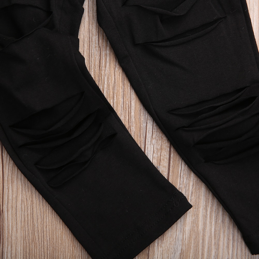 Dos piezas Niños Niñas Ropa conjunto bebé niña verano estampado camiseta y agujero pantalones mallas conjuntos ropa