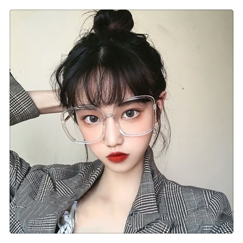 High Unisex large frame glasses square Plain glasses Optical Spectacle Anti blue light Computer glasses for women men