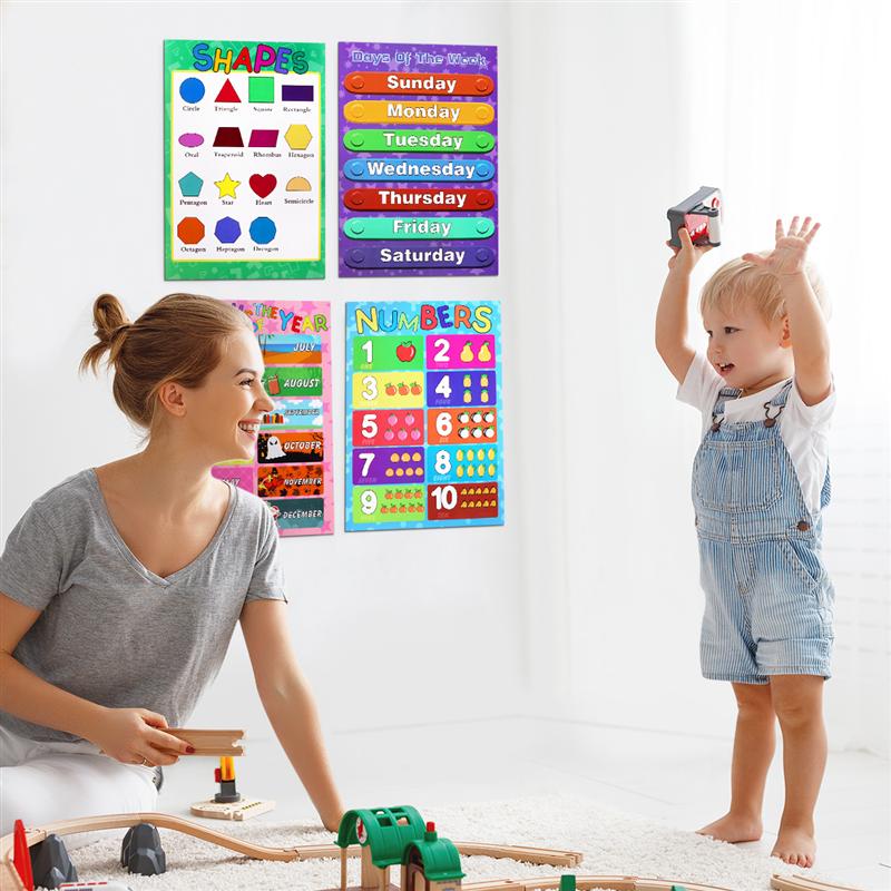 STOBOK Pädagogisches Vorschule Poster Diagramme Für freundlicher Ich bin Vorschulalter Kleinkinder Kindergarten Alphabet Buchstaben Tage Zahlen Bauernhof Tiere