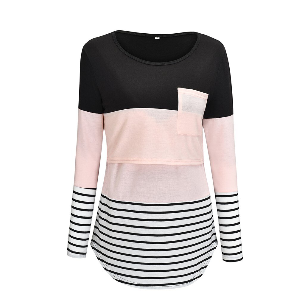 Women Maternity Shirts Long Sleeve Striped Nursing Tops Shirt For Breastfeeding Feeding Blouse Schwangerschafts kleidung @5: C / M