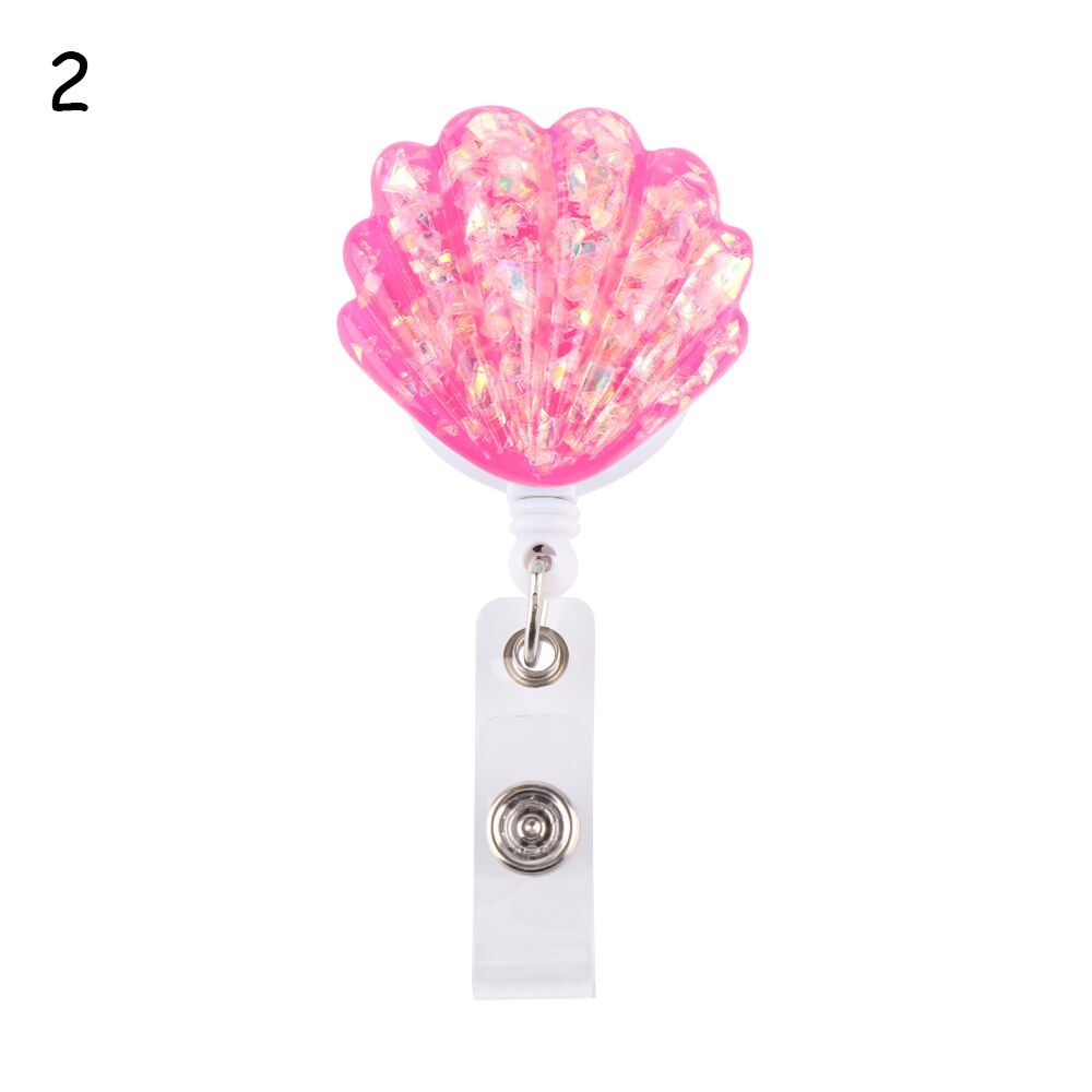 6 colors Shell Shape Resin Pull Name ID Card Badge Reel Holder Nurse Badge Reel Clip Retractable Exhibition Chest Card: 2