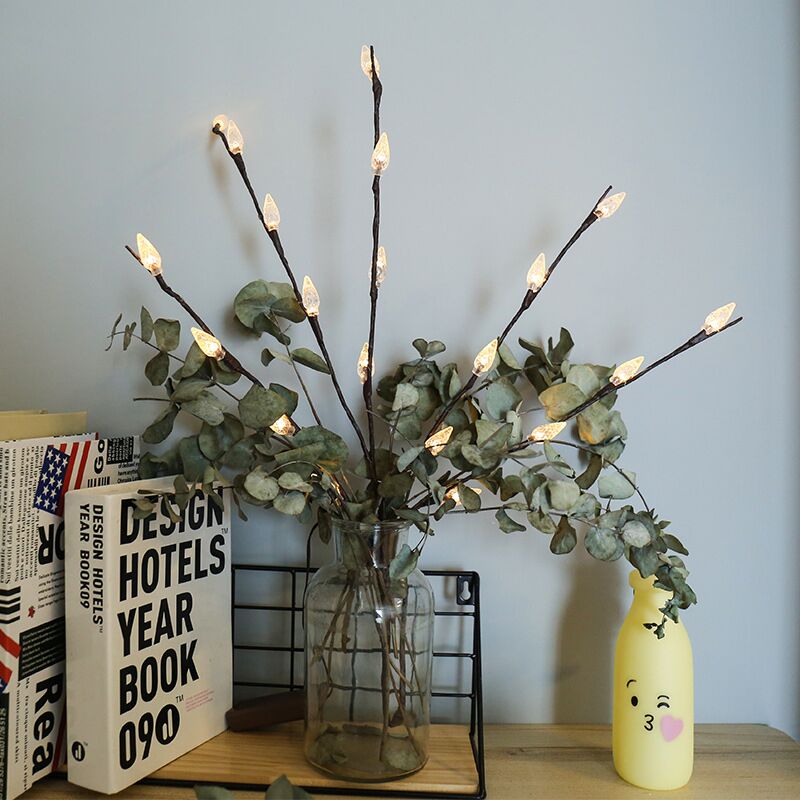LED Weide Zweig Lampe Rose Simulation Orchidee Zweig Lichter Hohen Vase Füllstoff Weide Zweig Beleuchtete Zweig Für Heimat Dekoration: Pinecone