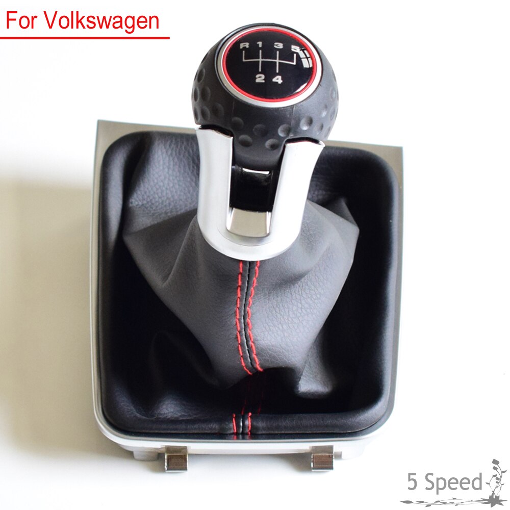 Botas de cuero negro para automóvil, palanca de cambios, perilla de palanca de cambios, velocidad 5/6 para Volkswagen VW Golf 7 A7 MK7 VII para GTI GTD: option1