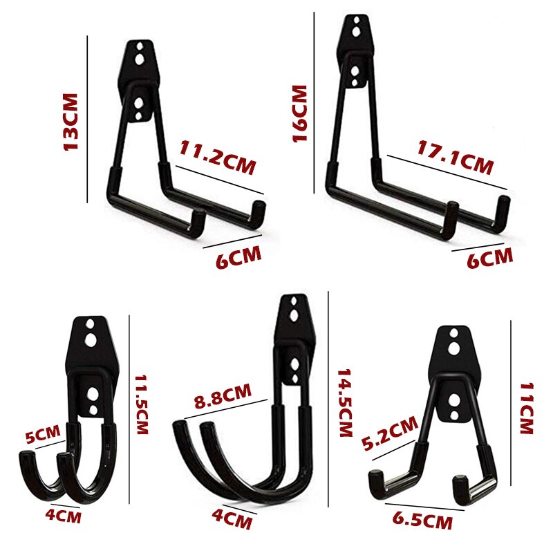 Heavy Duty Metal Hook Garage Storage Rack Wall Mount Bicycle Hanger Hooks Wall Mount Ladders Garden Tool Anti-slip Organizer