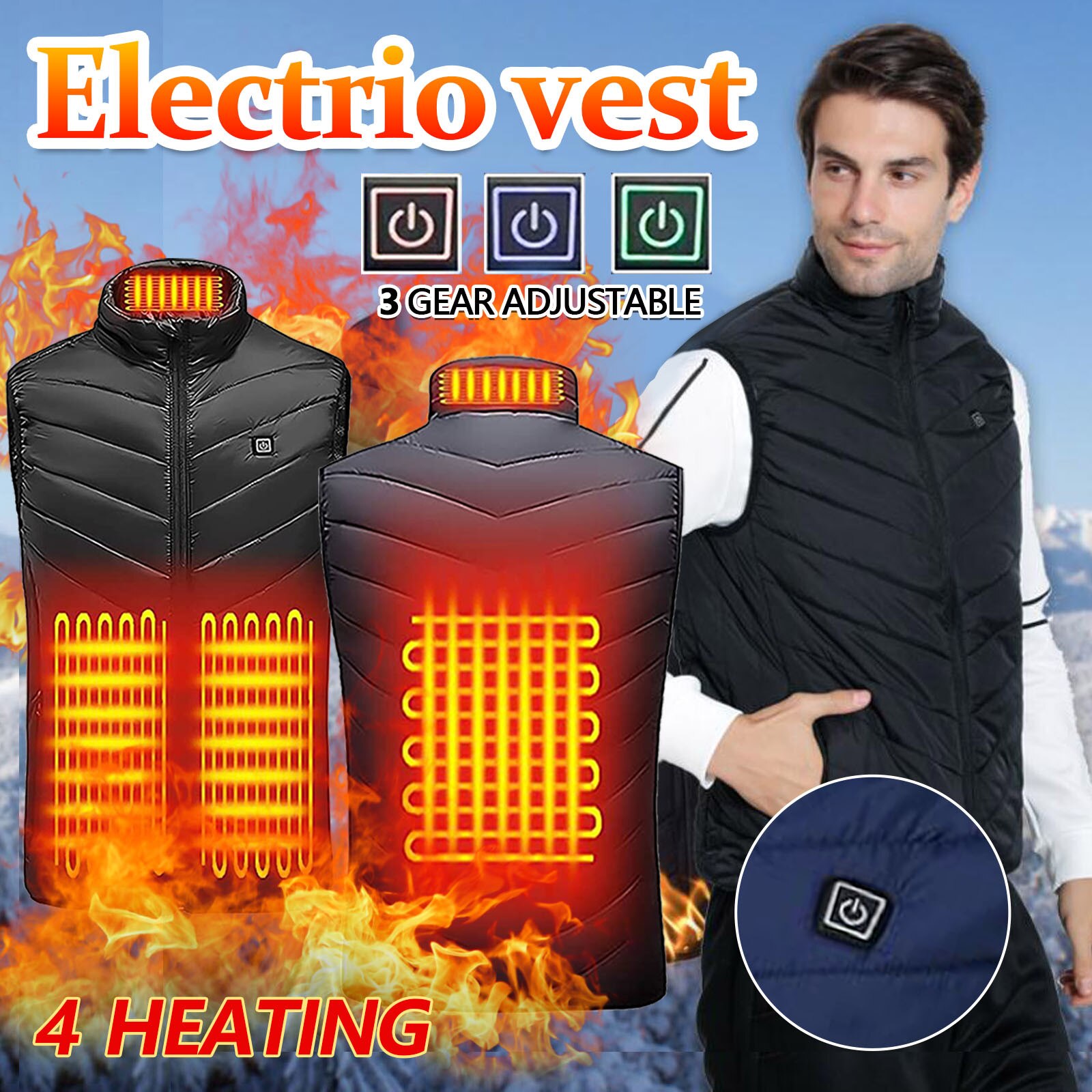 Veste d'extérieur chauffante pour l'équitation, ski, pêche, charge Via 4 gilets chauffants, @ 40