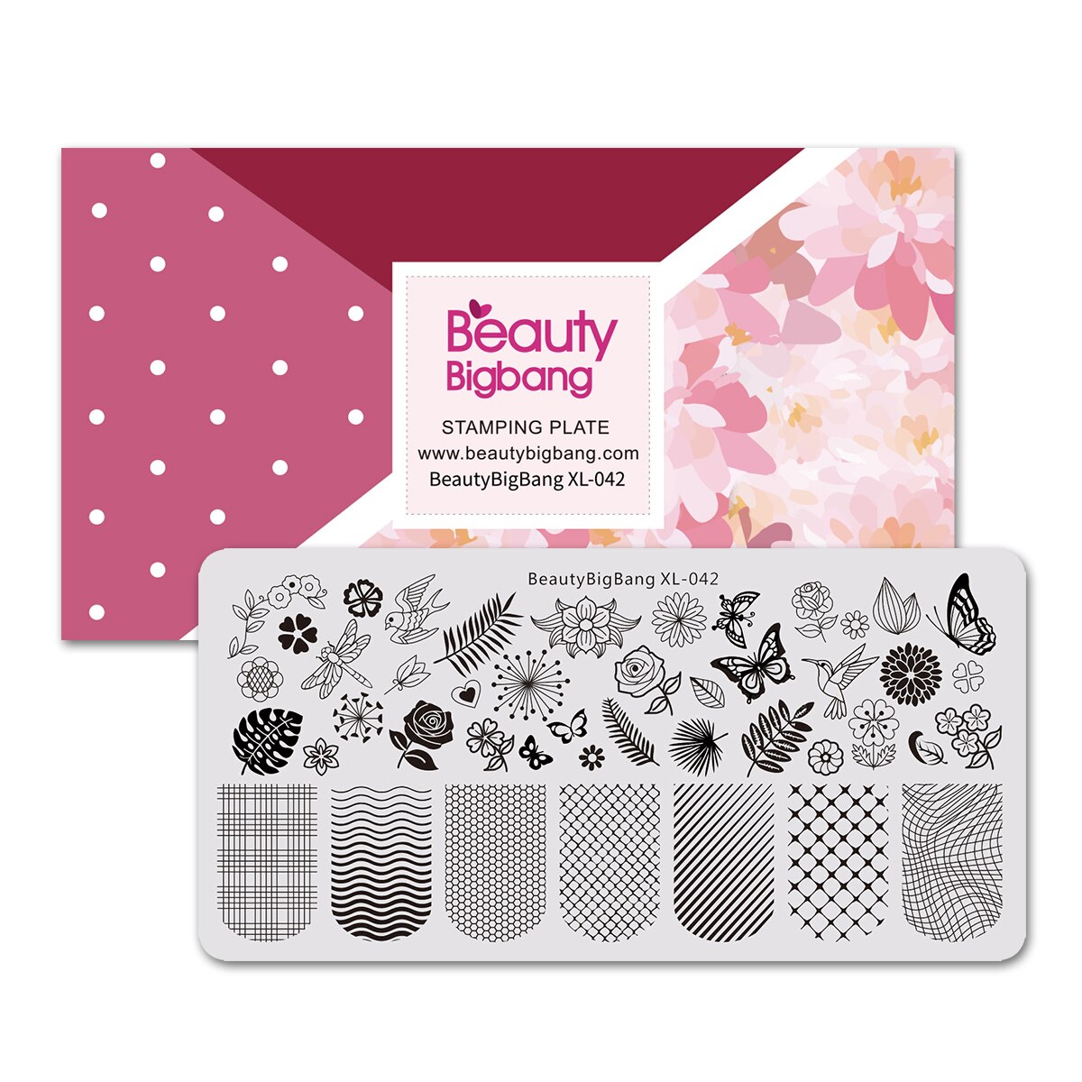 Beautybigbang Nail Stamping Plates Set 10 PCS XL-031-XL-070 Words Flower Animal Geometry Tree Ring Style Image Nail Art Template