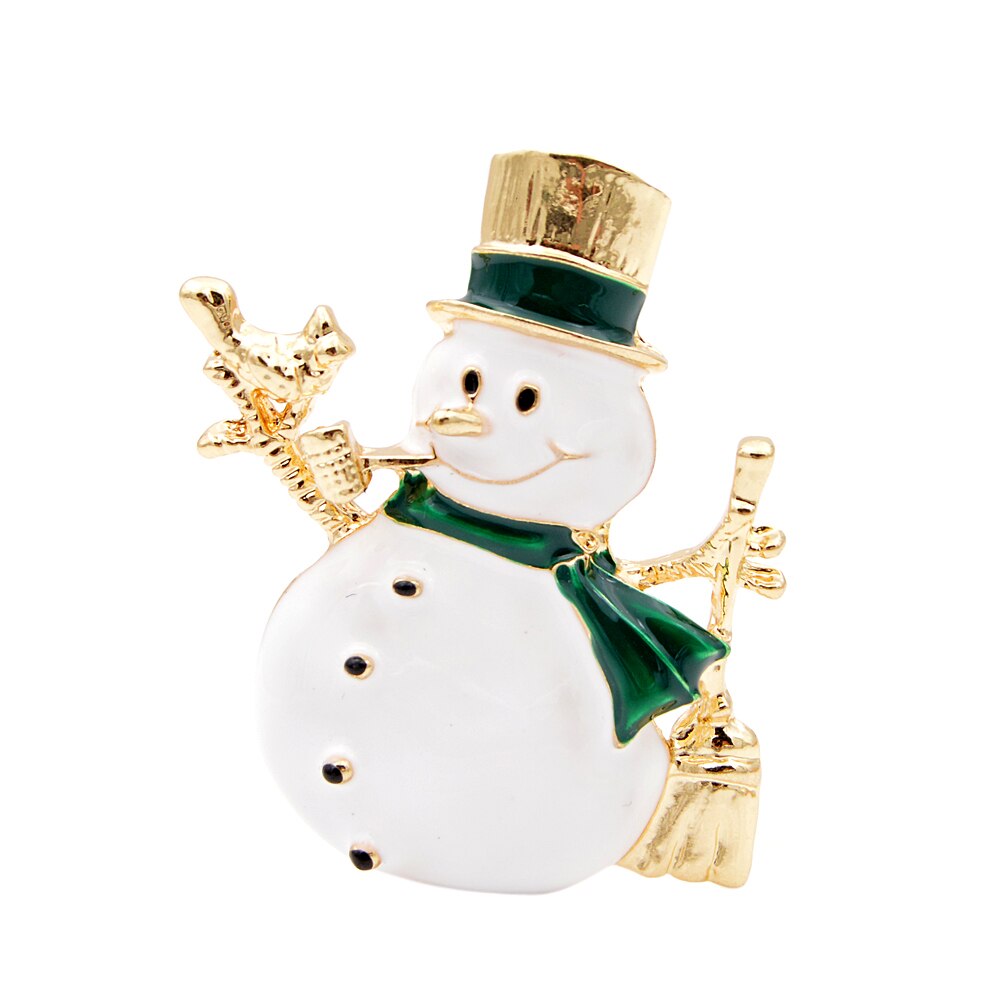 CINDY XIANG Shiny Lovely Snowman With Brooches For Women And Man Christmas Must-have Gold Hat Coat Accessories Jewelry