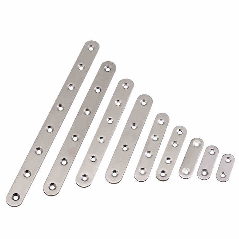 Stainless Steel Straight Piece Connector Connection Code Straight Piece Iron Flat Angle Furniture Fixed 180 Degree Code 2Pcs