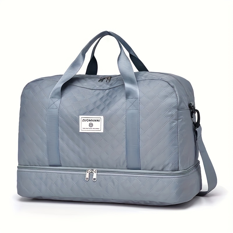Sac de sport de luxe, sac à main de grande capacité, initié et sac fourre-tout à bandoulière avec séparation de support sec, poches latérales pour touristes, voyage, salle de sport: BLEU CIEL