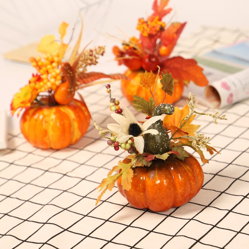Simulación 3D calabaza hoja de arce Granada decoración de la Mesa Halloween otoño Decoración Accesorios calabaza decoración del hogar