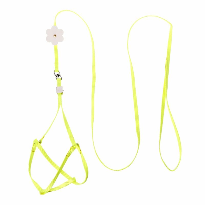 Arnés para mascotas, correa para loro, pájaro, periquito, correa ajustable para exteriores, correa de entrenamiento, correa cruzada voladora, producto de colores suaves: Amarillo