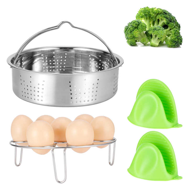 Panela de vapor instantâneo 3 pçs, cesta de vapor de comida, rack de ovo, acessórios para panela de pressão fritadeira elétrica, utensílio de cozinha, ferramentas de cozinha