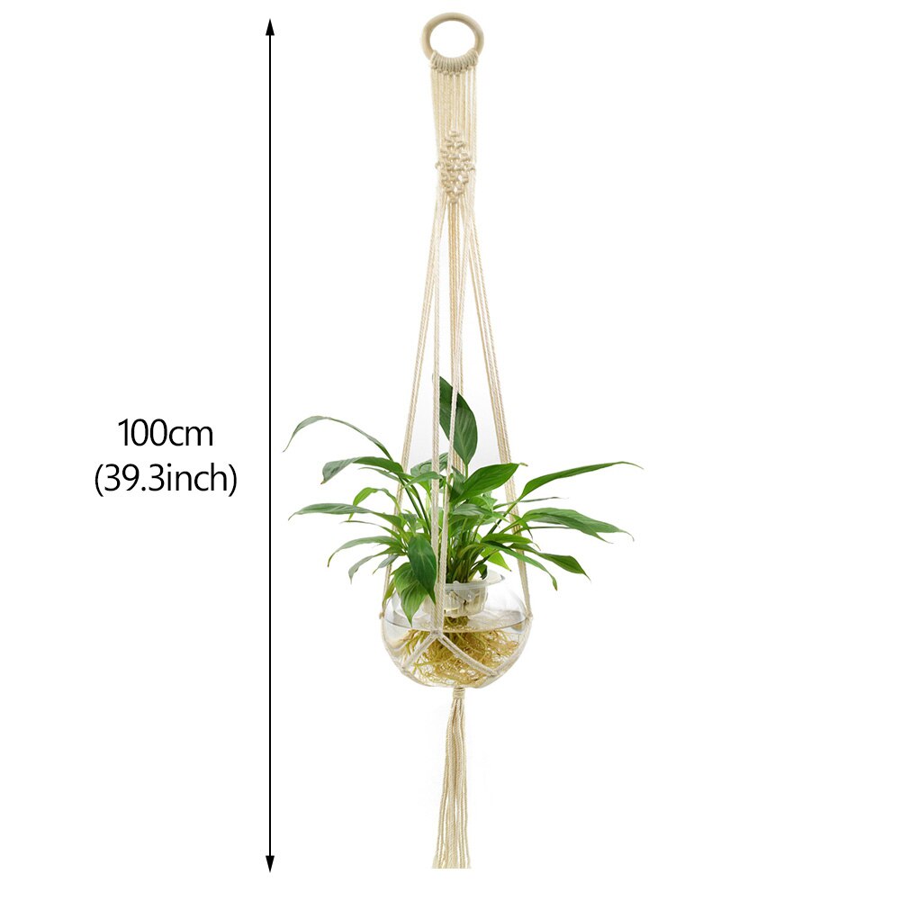 Colgador de macramé hecho a mano para plantas, cesta de macramé de algodón anudada para macetas, soporte para colgar con borlas, cuerdas para decoración de pared y jardín: C