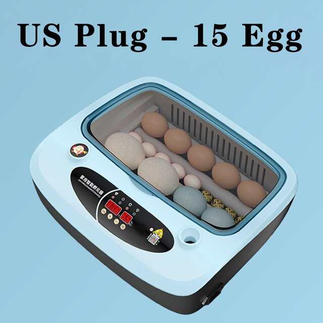 15 Egg Incubator Fully Automatic Hatching Machine Coop Poultry Farm Chicken Goose Duck Quail Eggs Incubator Bird Feeder Hatcher: US-15 Egg