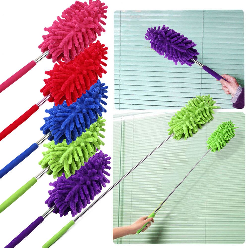 Teleskopisk mikrofiber duster uttrekkbar rengjøring husbil vindusvasker støvhåndtak støvbørste  #224