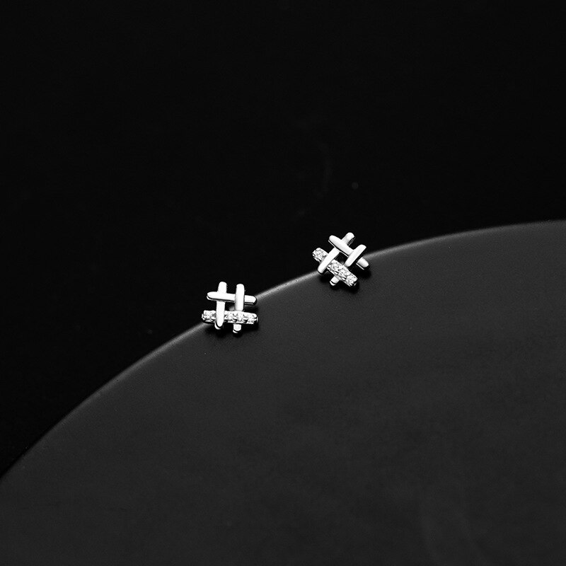 La monada nice fence stud earrings , 925 sterling silver , 925 small silver earrings for women, silver pierced girl student zircon