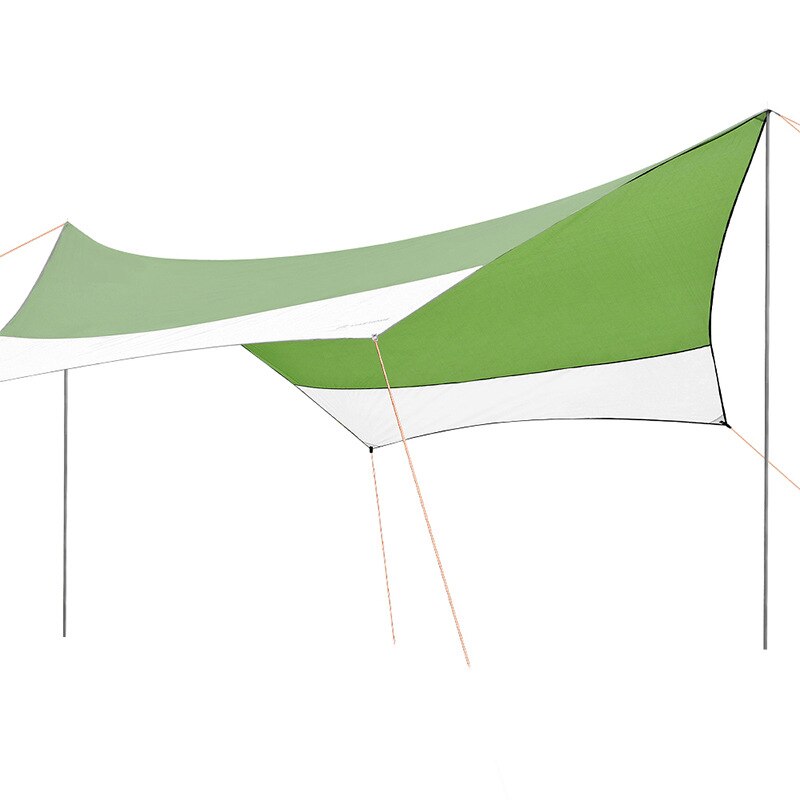 Portable Sun Shelter Awning Beach Outdoor Camping Garden Sun Awning Canopy Sunshade Hammock Rain Fly Tarp Waterproof Tent Shade: Green-White