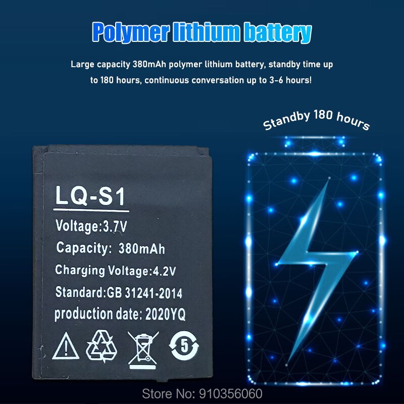 Batterie lithium-polymère Rechargeable pour montre connectée, 3.7V, 380mAh, QW09 DZ09 W8 A1 V8 X