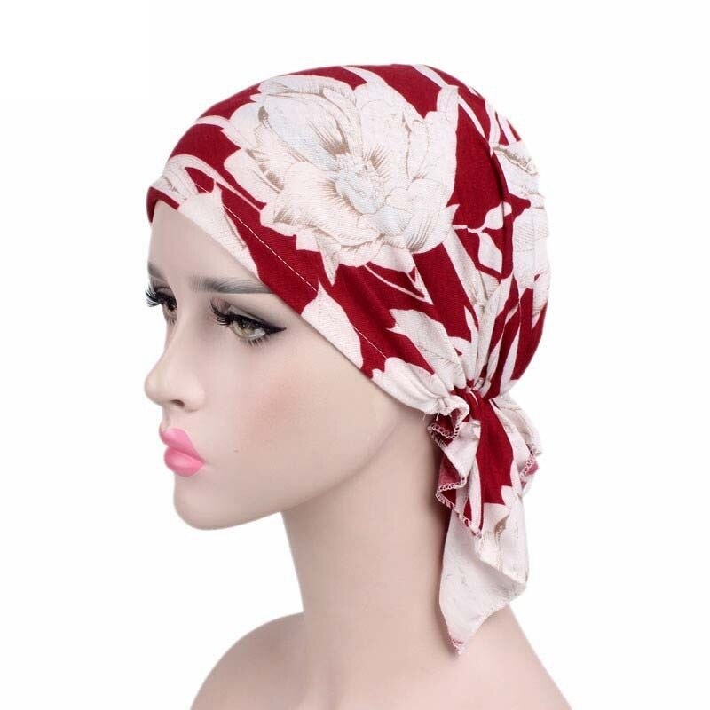 58cm kvinnor bomull hårmössor bandana halsduk färdigbunden chemo hatt mössa turban huvudbonader för cancer turbante dampatienter: Typ 2