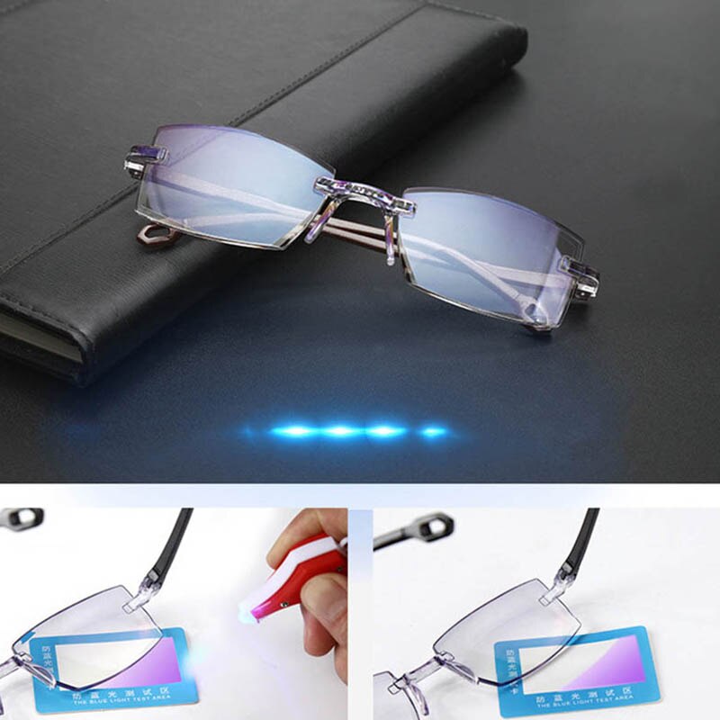 Onbreekbaar Randloze Snijden Bifocale Leesbril Unisex Ver Buurt Anti Blauw Licht Verziend Glazen Ultralight Brillen