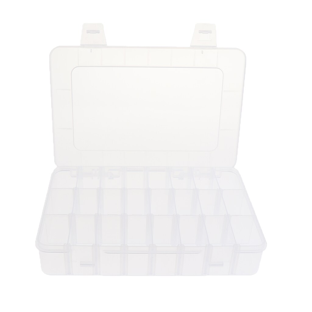 Small Plastic Storage Box with 24 Compartments and Adjustable Dividers Clear Organizer Boxes for Beads, Jewelry