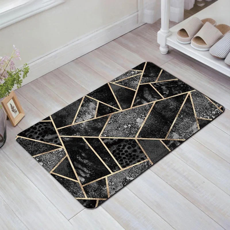 Alfombra de puerta con estampado geométrico, decoración para el hogar y el baño: 45x70cm / Verde claro
