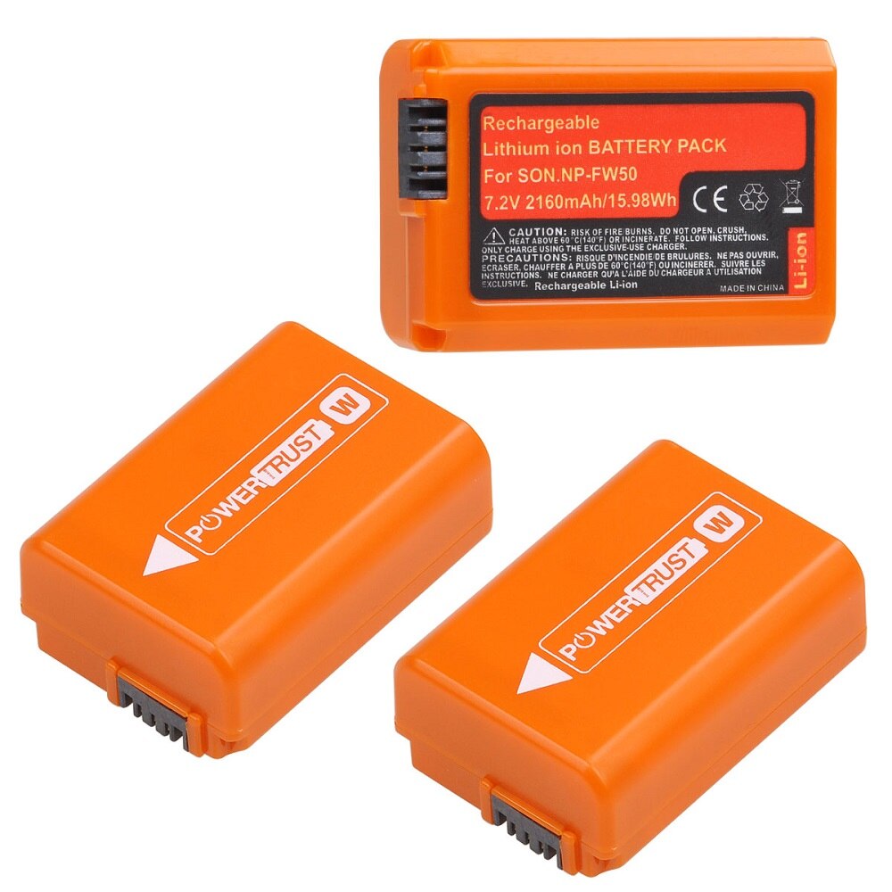 NP-FW50 Camera Battery for Sony A6000 A6500 A6400 A6300 A5000 A5100 A7 A7II A7SII A7S A7S2 A7R A7R2 A7RII A55 A510 RX10 RX10II: 3 pack
