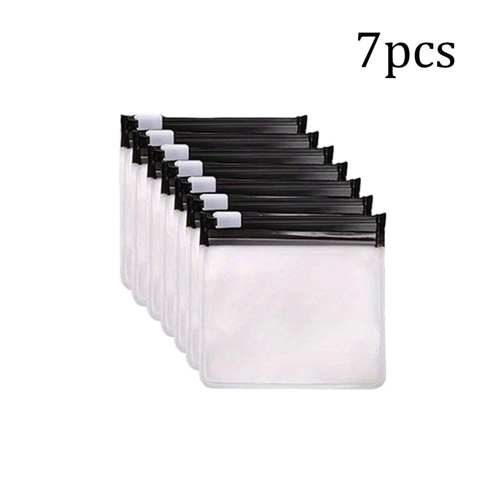 7 Uds. Bolsas para pastillas, juego de bolsas para pastillas reutilizables con cremallera, organizador de medicamentos autosellado de 7 colores, bolsas para medicamentos translúcidas Trave: Negro