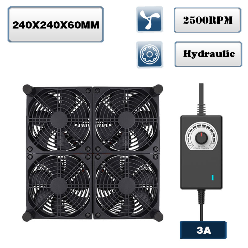 Routerfläkt tv-boxfläkt 120mm 240mm 360mm gör-det-själv-tv-boxkylfläkt med hastighetsregulator 80v-240v & skyddande nät skrivbordskylfläkt