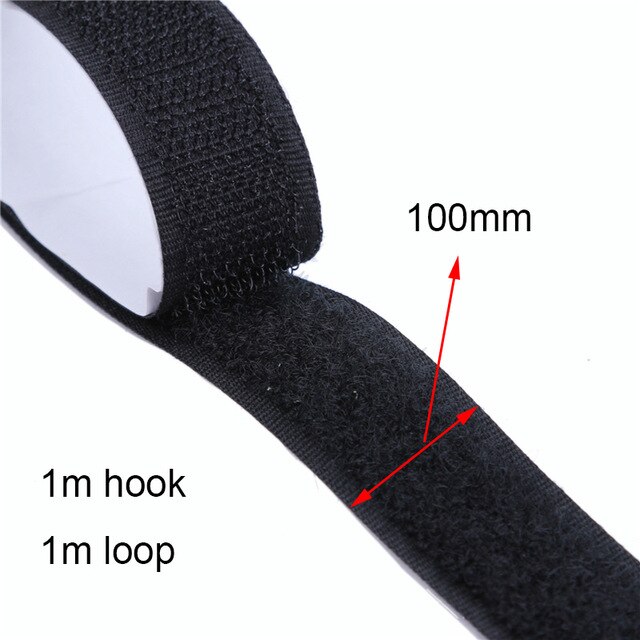 1m Self Adhesive Hook and Loop Tape Velcros Adhesive Sticker Velcros Nylon with Gue Fabric Tape for Sewing 16/20/25/30/50/100mm: 100mm black 1pair