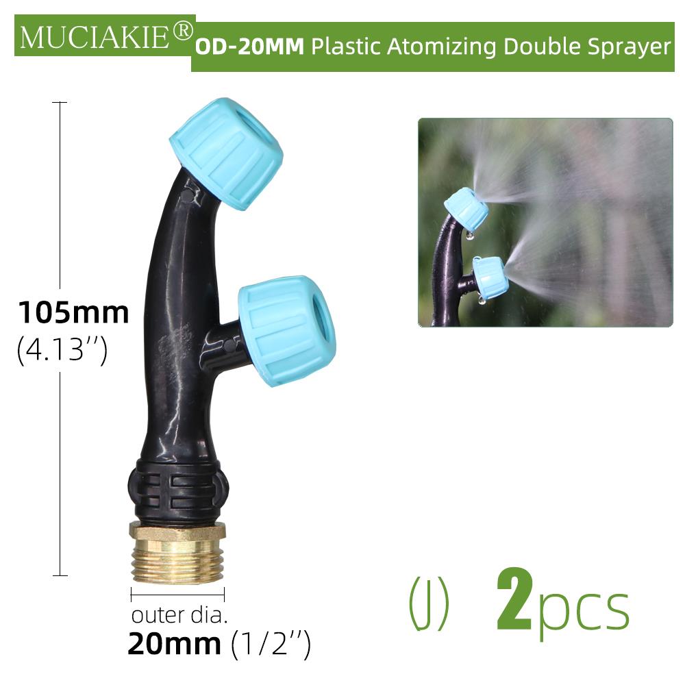 Agricultural Sprayer Nozzles Brass Atomizing Single Double Triple Heads Sprinklers Lawns Gardens Irrigation Spraying Accessories: Jx2pcs