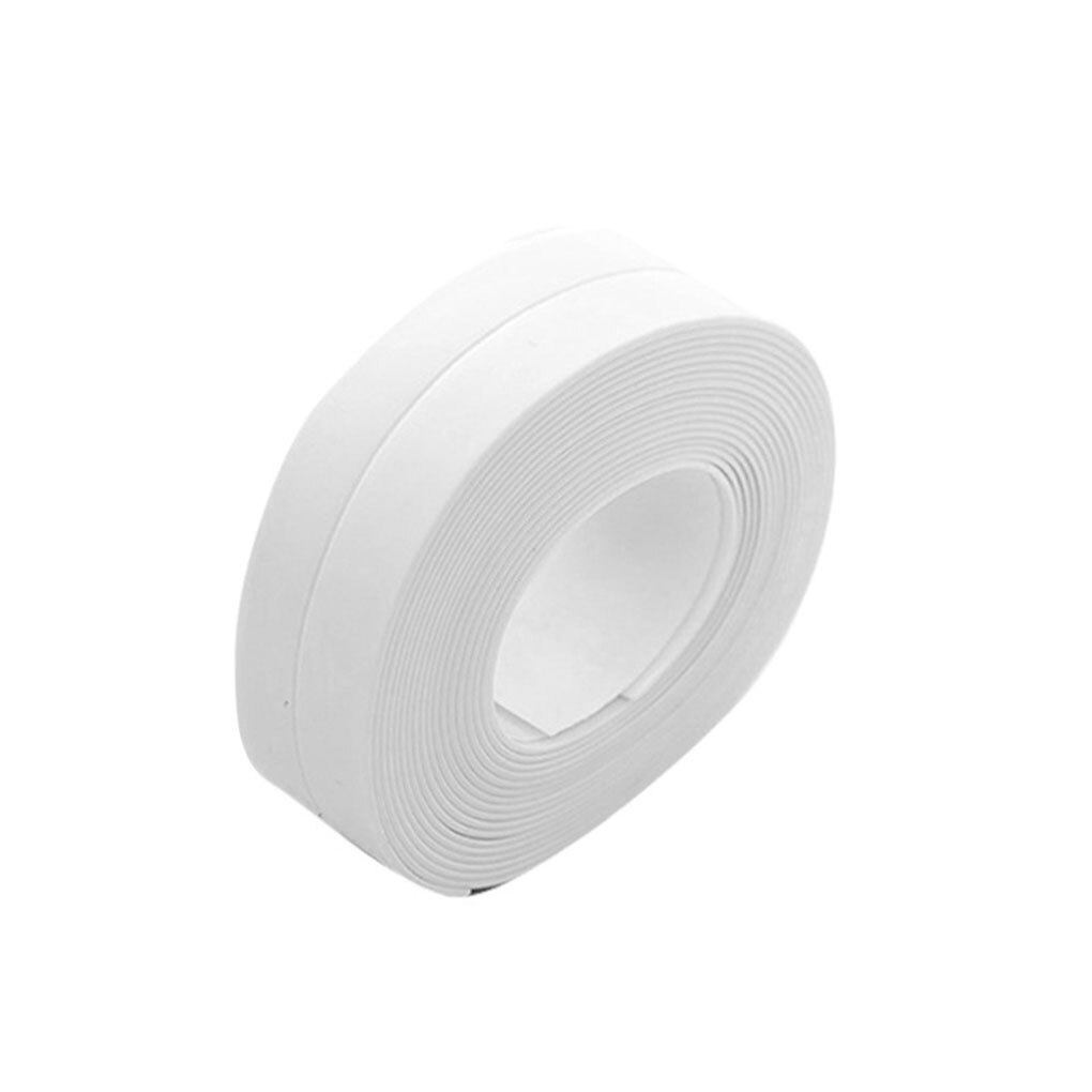 Vegg caulk stripe badekar tetningstape kjøkken bad veggkant vanntett pvc forsegling klistremerke, hvit: Hvit / L