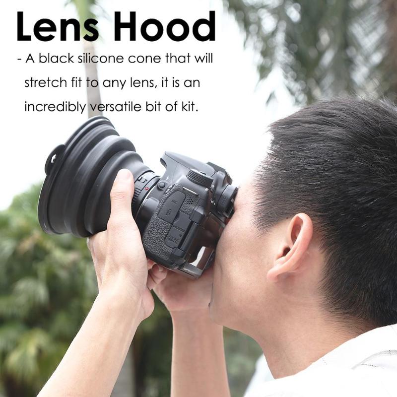 Ultimate Lens Cover Anti-glass Lens Hood Reflection-free Collapsible Silicone Lens Hood for Camera Mobile Phone Images Videos