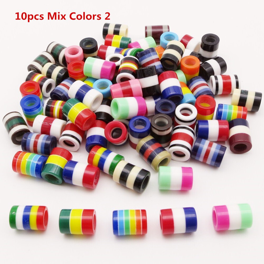 10pcs-30pcs Crochet kids women Braids multi coloured Hair braid Dreadlock Beads rings tube approx 6mm hole for girls Accessories: 10pcs Mix Colors 2