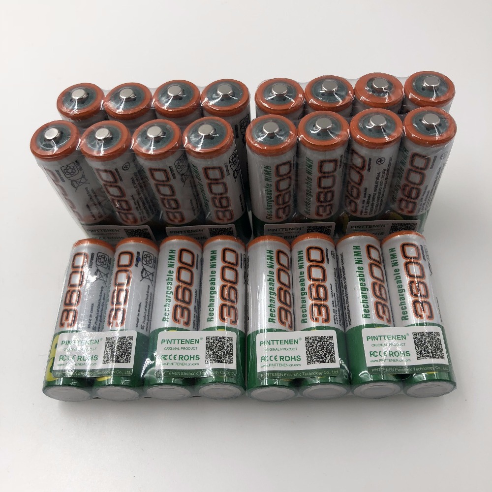 20PCS 100% Rechargeable AA 3600 AA Ni-MH 1.2V 3600mAh Ni-MH 2A Rechargeable Battery Rechargeable Batteries for Camera