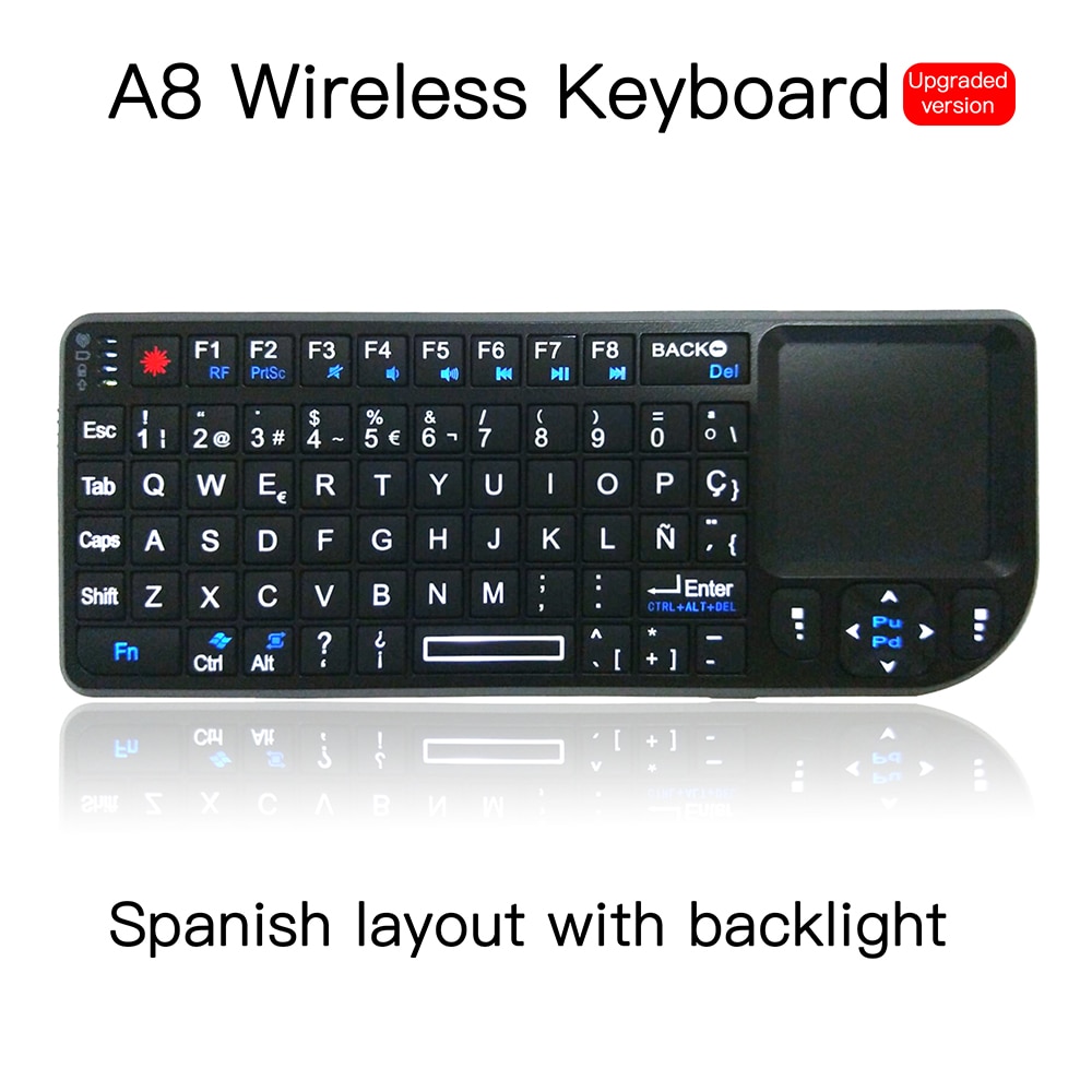 Mini-clavier sans fil, 2,4 GHz, portable avec pavé tactile, 3 en 1, espagnol/russe/anglais, pour PC, ordinateur portable, Notebook, boîte de télévision intelligente