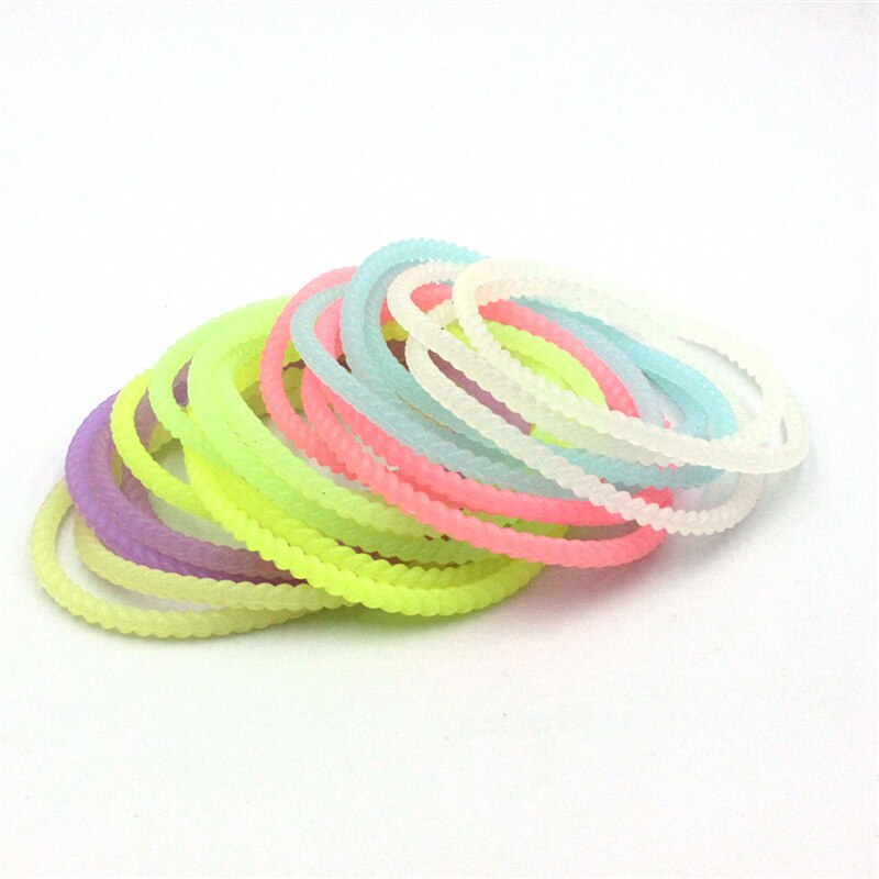 20 st/lot neon fluorescerande självlysande armband armband armband gummi gummi hårband twist glow armband armband  yb02