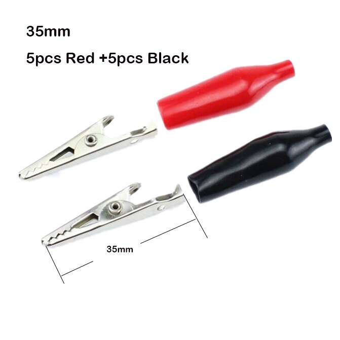 10pcs 28mm 35mm 45mm Metal Alligator Clip G98 Crocodile Electrical Clamp for Testing Probe Meter Black/Red with Plastic Boot: 35mm5PCSBlack5pcsRed