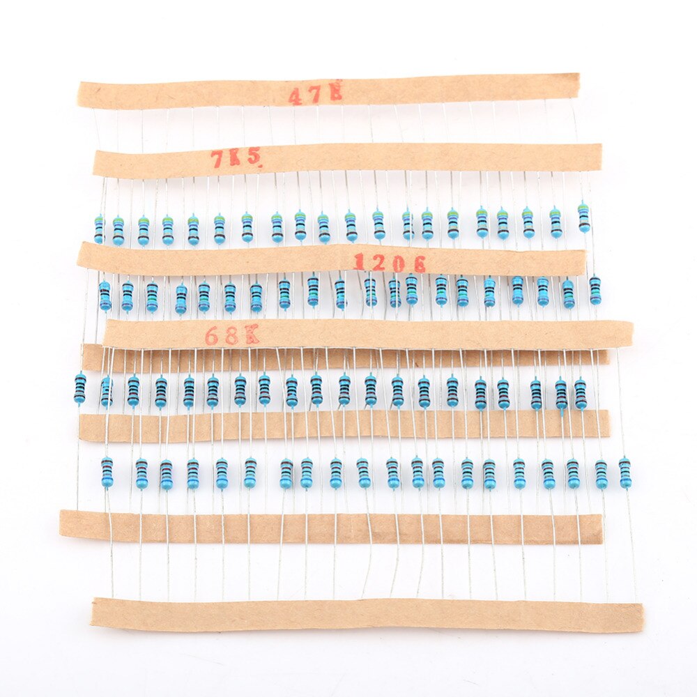 1280pcs/Set Resistors 1/4W Metal Film Resistor 1-10M ohm Metal Film Resistor Pack Assorted Kit
